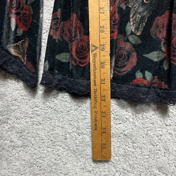 Thorn & Fable Dress Womens SM Velvet Bell Sleeve Mini Dress Rose Butterfly Print - Picture 12 of 15